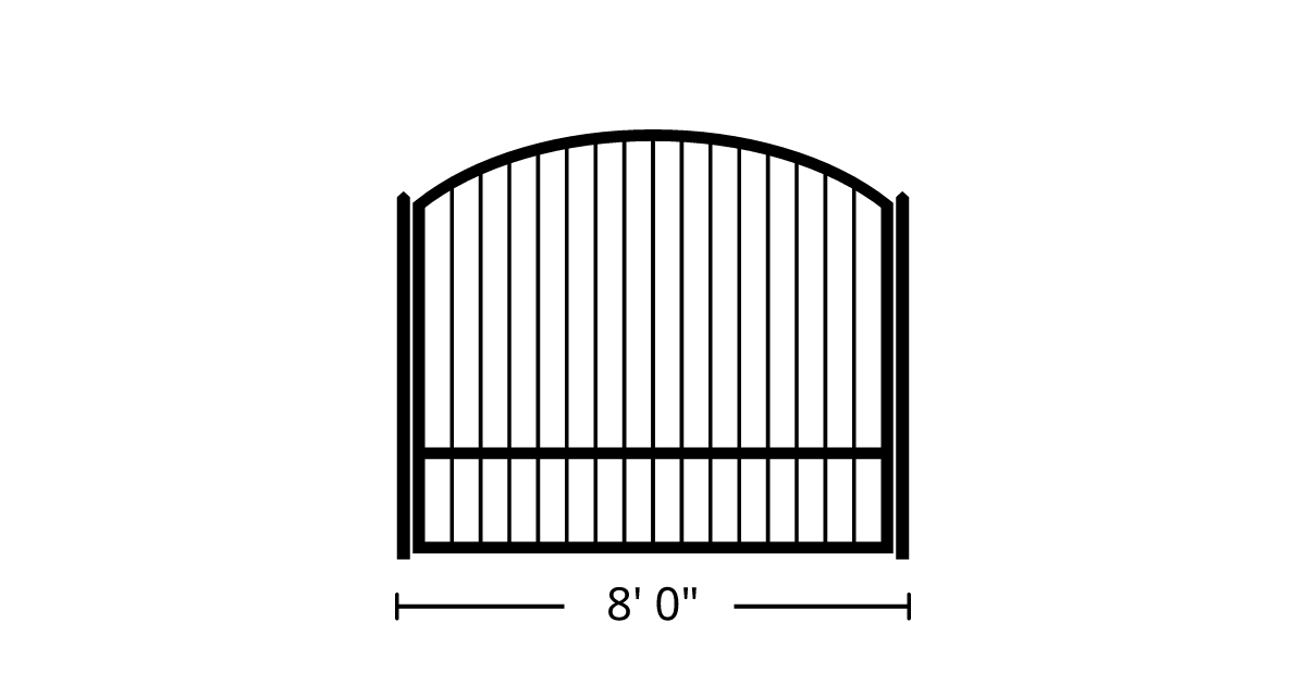 Fence | 8ft 0in Wide, Two Posts, Arch Style, Single Pickets ...