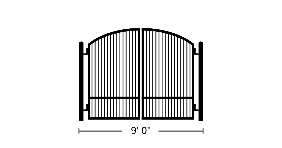 Gate | 9ft 0in Wide, Swing Kit, Dual Panels, Arch Style, Double Pickets ...