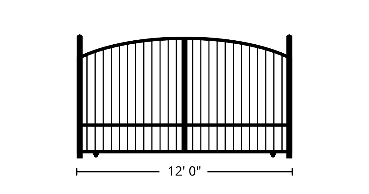 Gate | 12ft 0in Wide, Slide Kit, Solo Panel, Arch Style, Single Pickets ...