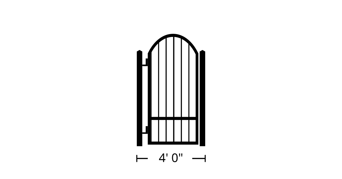 Gate | 4ft 0in Wide, Swing Kit, Solo Panel, Arch Style, Single Pickets ...