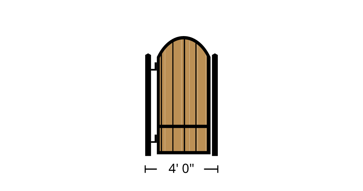 Gate | 4ft 0in Wide, Swing Kit, Solo Panel, Arch Style, Single Pickets ...