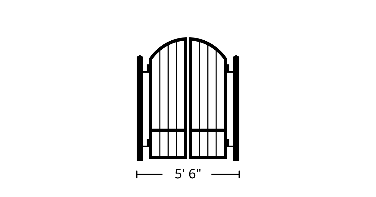 Gate | 5ft 6in Wide, Swing Kit, Dual Panels, Arch Style, Single Pickets ...